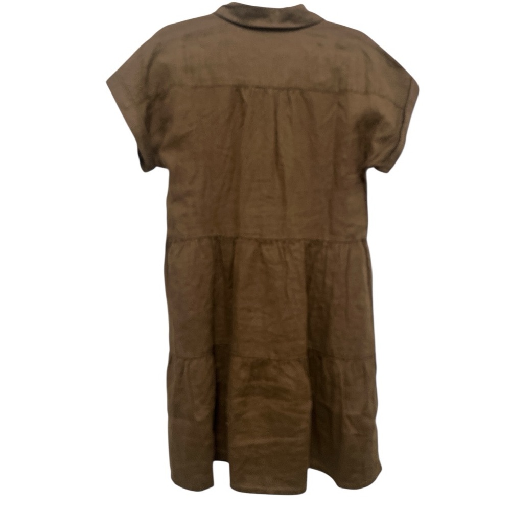 Michael Stars Greta short sleeve linen swing dress brown khaki size small NWT - Picture 8 of 11